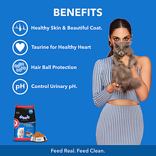 Drools Mackerel Kitten Dry Cat Food, 1 kg (Get Free Container)