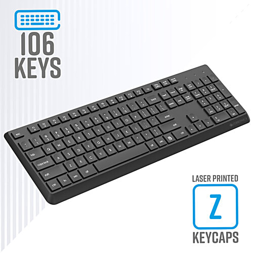 Zebronics KB Combo Wireless Keyboard & Mouse - Companion 200 Black, 2 pcs