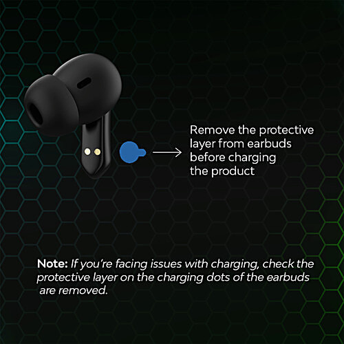 Wing'S Phantom 550 Earbuds With Low Latency Game Mode, 45 hr Playtime, Touch Controls Bluetooth Gaming Headset, Black, True Wireless, 1 pc  