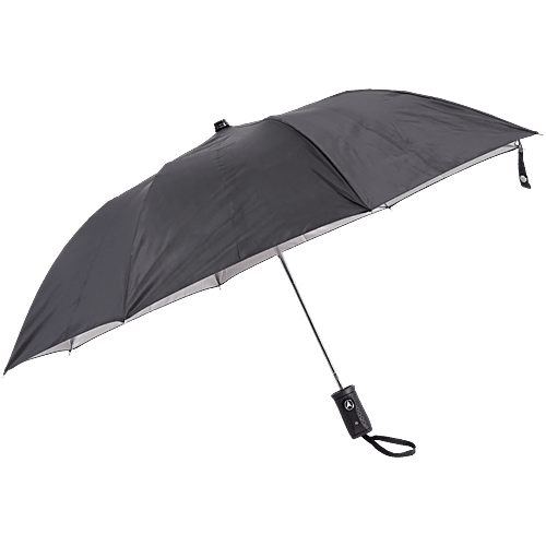 bb home 2 Fold Auto-Open Umbrella - With Fabric Cover, Black, UV Protection Coating, 1 pc  