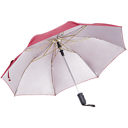 bb home 2 Fold Auto-Open Umbrella - With Fabric Cover, Maroon, UV Protection Coating, 1 pc
