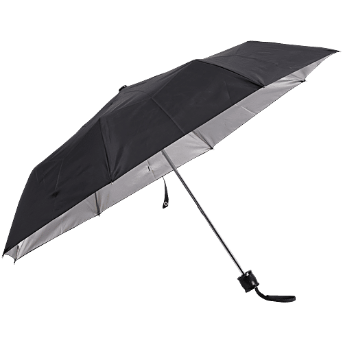 bb home 3 Fold Umbrella - With Fabric Cover, Black, UV Protection Coating, 1 pc  