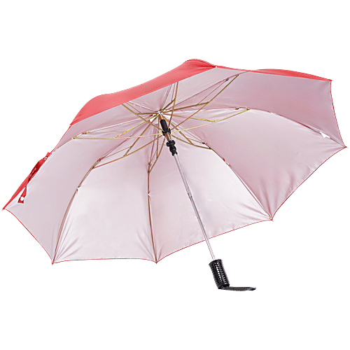 bb home 2 Fold Auto-Open Umbrella - With Fabric Cover, Red, UV Protection Coating, Large, 1 pc