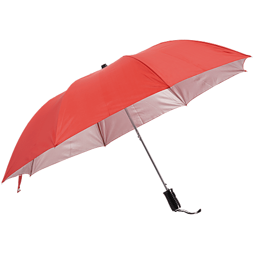 bb home 2 Fold Auto-Open Umbrella - With Fabric Cover, Red, UV Protection Coating, Large, 1 pc