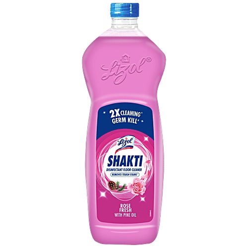 Lizol Shakti Disinfectant Floor Cleaner - Rose Fresh With Pine Oil, 900 ml 2X Cleaning Germ Kill