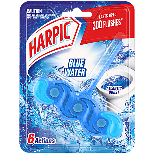Harpic Atlantic Burst, Power Fresh 6 Toilet Cleaner Rim Block - Lasts Up To 300 Flushes, 35 g  Dirt Removal, Shiny Clean, Anti Limescale, Pleasant Fragrance, Active Foaming Action