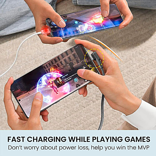 Portronics Konnect L POR-1081 Type-C Cable With Charge & Sync Function - 1.2 m, Grey, 1 pc 3A Fast Charging, For All Type-C Devices, 480 Mbps Data Transfer