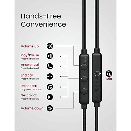 Portronics Conch Tune C Wired Earphones With Type C Connector, 1 pc  