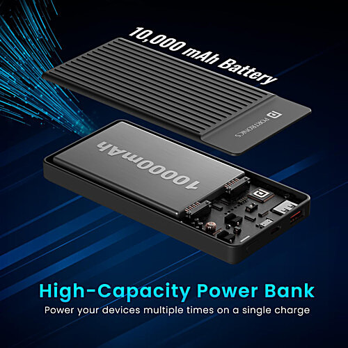 Portronics Luxcell B12 Ultra Slim Power Bank 10,000mAh, 1 pc  Luxcell B12 with Micro & Type C input