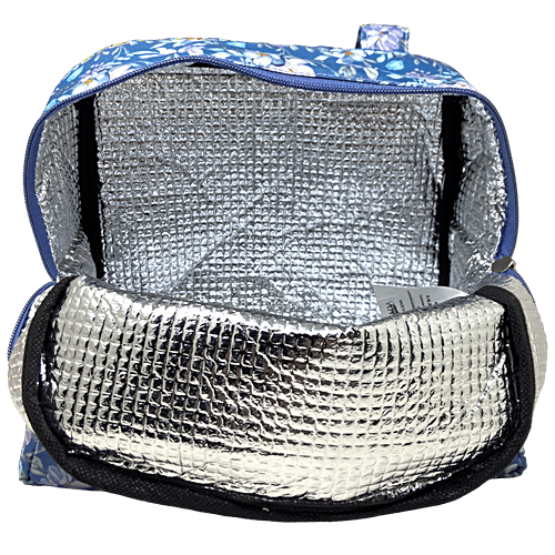 Hoom Lunch Bag - With Aluminium Insulation, Floral Print, Blue, 1 pc