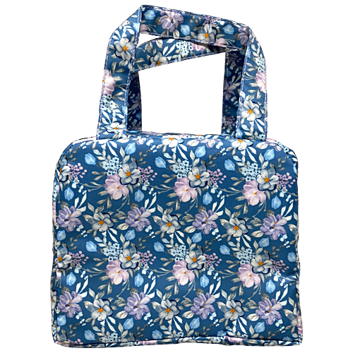 Hoom Lunch Bag - With Aluminium Insulation, Floral Print, Blue, 1 pc