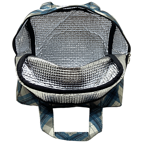 Hoom Lunch Bag - With Aluminium Insulation, Check Print, Blue, 1 pc