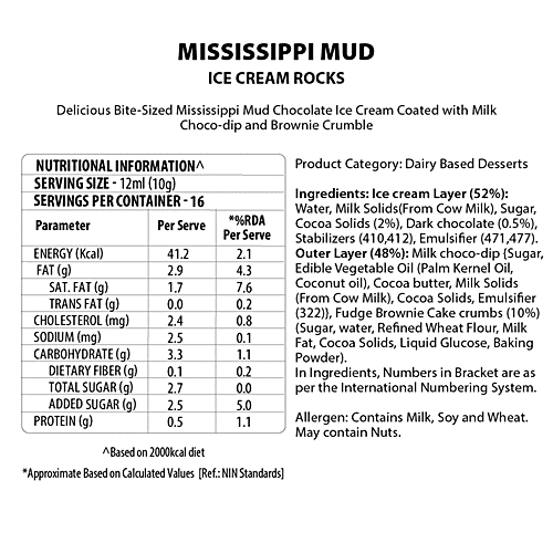 Baskin Robbins Ice Cream Rocks Mississippi Mud, 192 ml (16 pcs) Delicious Bite-Sized
 Chocolate Ice Cream