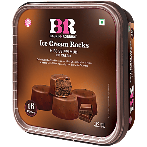 Baskin Robbins Ice Cream Rocks Mississippi Mud, 192 ml (16 pcs) Delicious Bite-Sized
 Chocolate Ice Cream