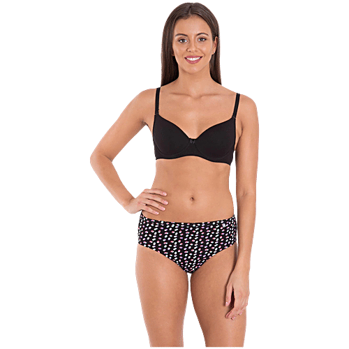 Jockey 1410 Women's Medium Coverage Super Combed Cotton Mid Waist Bikini With Concealed Waistband - Dark Prints, 3 pcs (Size - L) 