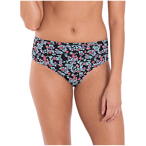 Jockey 1410 Women's Medium Coverage Super Combed Cotton Mid Waist Bikini With Concealed Waistband - Dark Prints, 3 pcs (Size - L) 