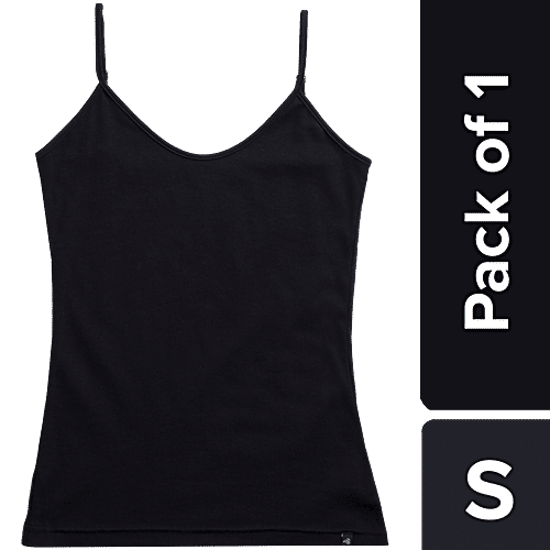 Jockey 1487 Women's Super-Combed Cotton Rib Camisole With Adjustable Straps & StayFresh Treatment - Black, 1 pc (Size - S) 