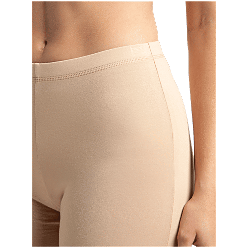 Jockey 1529 Women's High Coverage Super Combed Cotton Elastane Stretch Mid Waist Shorties With Concealed Waistband - Skin, 1 pc (Size - XL) 