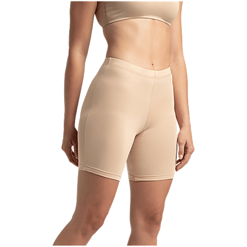 Jockey 1529 Women's High Coverage Super Combed Cotton Elastane Stretch Mid Waist Shorties With Concealed Waistband - Skin, 1 pc (Size - XL) 