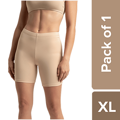 Jockey 1529 Women's High Coverage Super Combed Cotton Elastane Stretch Mid Waist Shorties With Concealed Waistband - Skin, 1 pc (Size - XL) 