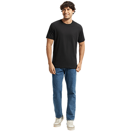 Jockey 2714 Men's Super Combed Cotton Rich Solid Round Neck Half Sleeve T-Shirt - Black, 1 pc (Size - L) 