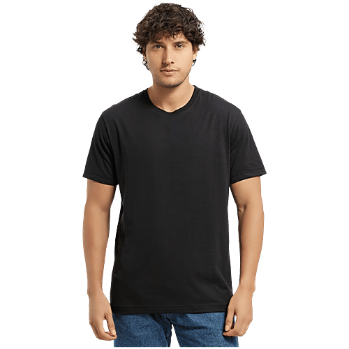 Jockey 2714 Men's Super Combed Cotton Rich Solid Round Neck Half Sleeve T-Shirt - Black, 1 pc (Size - L) 