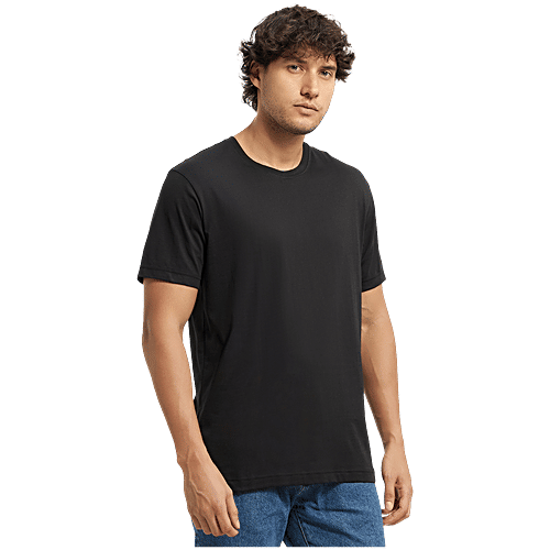 Jockey 2714 Men's Super Combed Cotton Rich Solid Round Neck Half Sleeve T-Shirt - Black, 1 pc (Size - L) 