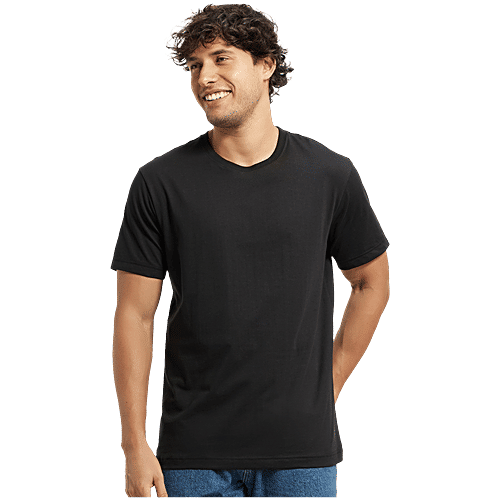 Jockey 2714 Men's Super Combed Cotton Rich Solid Round Neck Half Sleeve T-Shirt - Black, 1 pc (Size - L) 