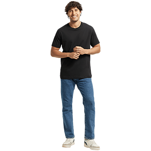 Jockey 2714 Men's Super Combed Cotton Rich Solid Round Neck Half Sleeve T-Shirt - Black, 1 pc (Size - L) 