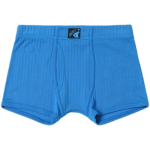 Jockey 3036 Boy's Super Combed Cotton Rib Fabric Solid Trunk With Front Open Fly & Ultrasoft Waistband - Assorted, 3 pcs (9-10 Years) 