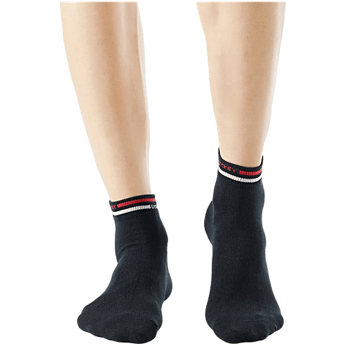 Jockey 7002 Men's Compact Cotton Stretch Ankle Length Socks With Stay Fresh Treatment - Black, 1 Pair (Free Size)