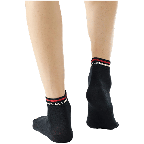 Jockey 7002 Men's Compact Cotton Stretch Ankle Length Socks With Stay Fresh Treatment - Black, 1 Pair (Free Size)