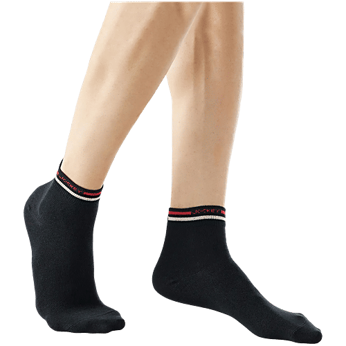Jockey 7002 Men's Compact Cotton Stretch Ankle Length Socks With Stay Fresh Treatment - Black, 1 Pair (Free Size)