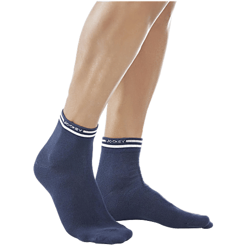 Jockey 7002 Men's Compact Cotton Stretch Ankle Length Socks With Stay Fresh Treatment - Navy, 1 Pair (Free Size) 