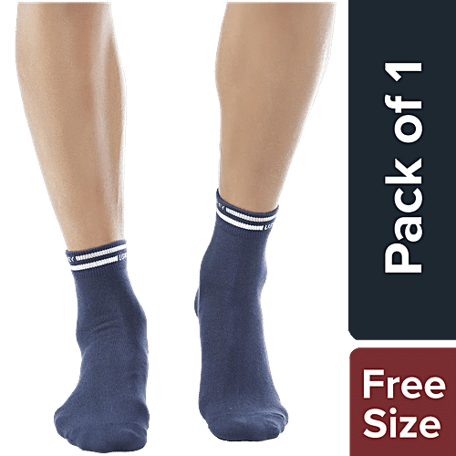 Jockey 7002 Men's Compact Cotton Stretch Ankle Length Socks With Stay Fresh Treatment - Navy, 1 Pair (Free Size) 