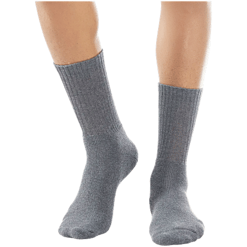 Jockey 7035 Men's Compact Cotton Terry Crew Length Socks With Stay Fresh Treatment - Black/Navy/Charcoal Melange, 3 Pairs (Free Size)