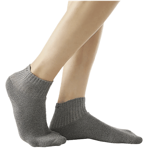 Jockey 7036 Men's Compact Cotton Terry Ankle Length Socks With Stay Fresh Treatment - Black/Midgrey Melange/Charcoal Melange, 3 Pairs (Free Size)