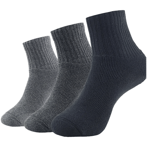 Jockey 7036 Men's Compact Cotton Terry Ankle Length Socks With Stay Fresh Treatment - Black/Midgrey Melange/Charcoal Melange, 3 Pairs (Free Size)
