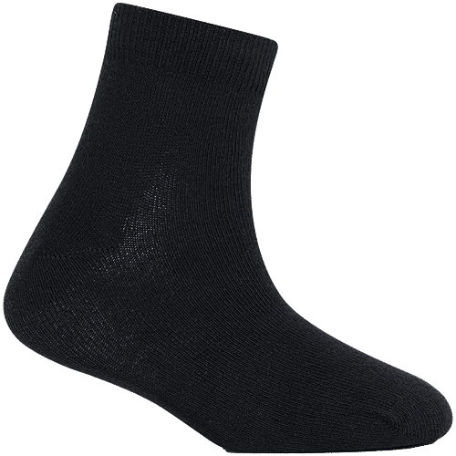 Jockey 7801 Unisex Kids Compact Cotton Stretch Solid Ankle Length Socks With Stay Fresh Treatment - Black, 1 Pair (5-6 Years)
