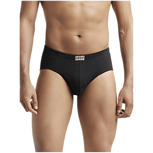 Jockey 8035 Men's Super Combed Cotton Solid Poco Brief With Ultrasoft Concealed Waistband - Black, 3 pcs (Size - L) 