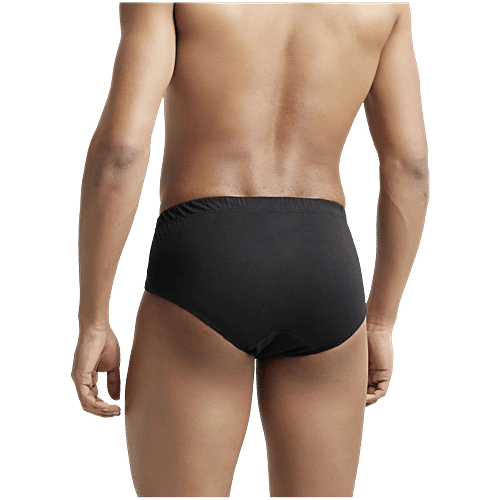 Jockey 8035 Men's Super Combed Cotton Solid Poco Brief With Ultrasoft Concealed Waistband - Black, 3 pcs (Size - L) 
