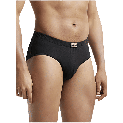 Jockey 8035 Men's Super Combed Cotton Solid Poco Brief With Ultrasoft Concealed Waistband - Black, 3 pcs (Size - L) 