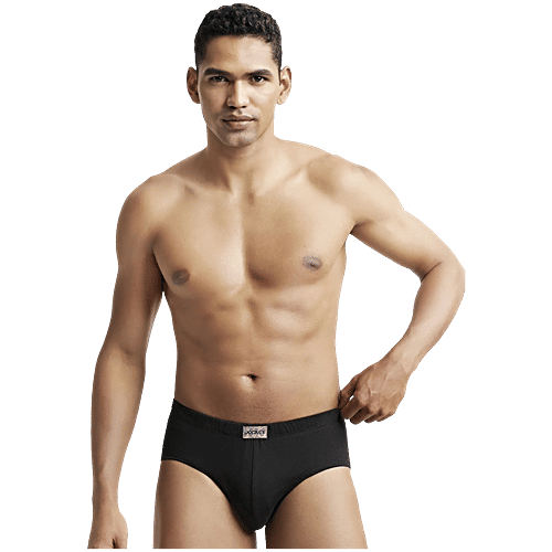 Jockey 8035 Men's Super Combed Cotton Solid Poco Brief With Ultrasoft Concealed Waistband - Black, 3 pcs (Size - L) 