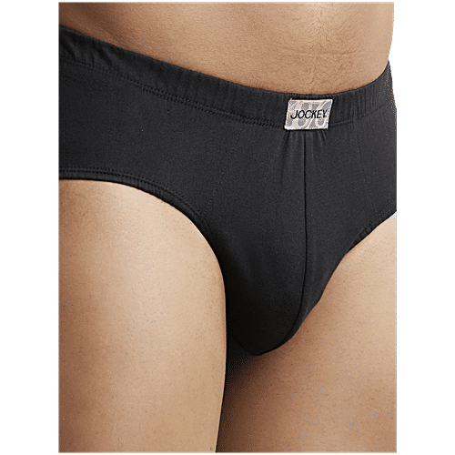Jockey 8035 Men's Super Combed Cotton Solid Poco Brief With Ultrasoft Concealed Waistband - Black, 3 pcs (Size - L) 