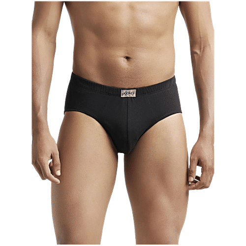 Jockey 8035 Men's Super Combed Cotton Solid Poco Brief With Ultrasoft Concealed Waistband - Black, 3 pcs (Size - M) 
