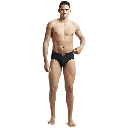 Jockey 8035 Men's Super Combed Cotton Solid Poco Brief With Ultrasoft Concealed Waistband - Black, 3 pcs (Size - M) 