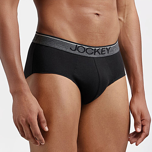 Jockey Men's Super Combed Cotton Solid Brief With Ultrasoft Waistband - Black, 2 pcs (Size - M)