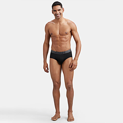 Jockey Men's Super Combed Cotton Solid Brief With Ultrasoft Waistband - Black, 2 pcs (Size - M)