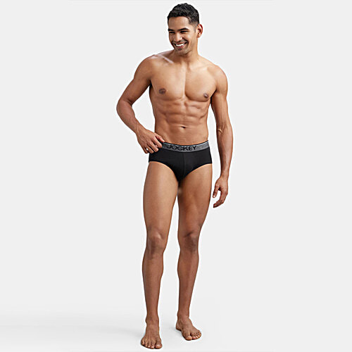 Jockey Men's Super Combed Cotton Solid Brief With Ultrasoft Waistband - Black, 2 pcs (Size - M)