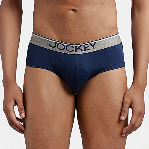 Jockey Men's Super Combed Cotton Solid Brief With Ultrasoft Waistband - Deep Navy, 2 pcs (Size - L)